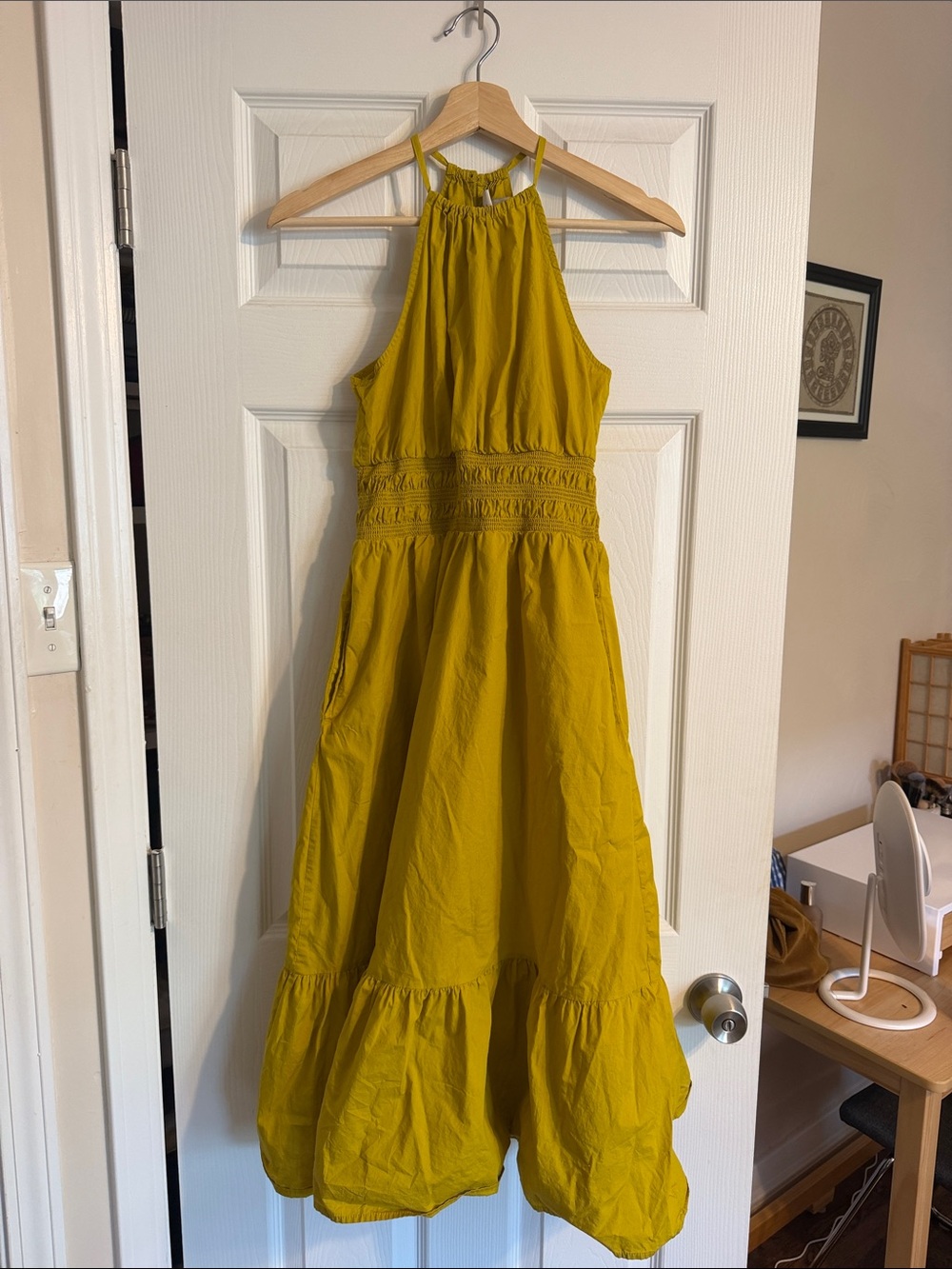 A NEW DAY Chartreuse Halter Midi dress, size XS